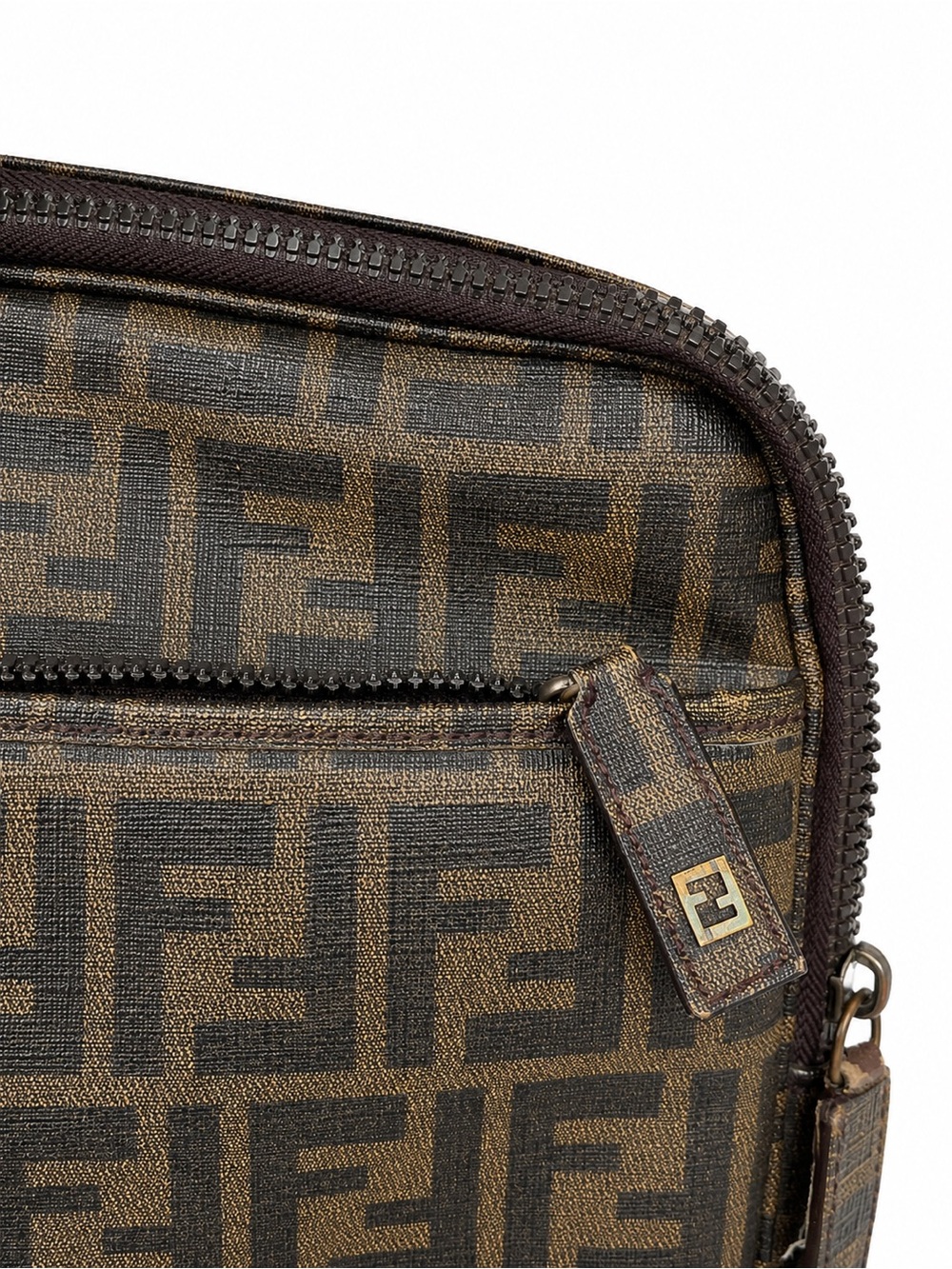 Fendi Vintage Zucca FF Monogram Laptop Work Bag Briefcase Brown Coated Canvas - Picture 3 of 8